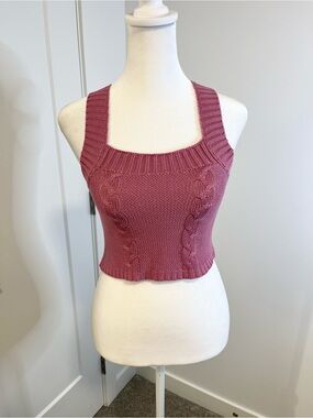 HEARTBREAK Knit Crop Tank Top in Mauve Pink - FREE SHIPPING on Bundles $95+